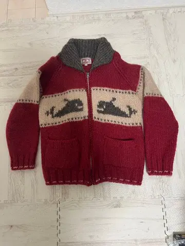 고래 패턴 니트 가디건