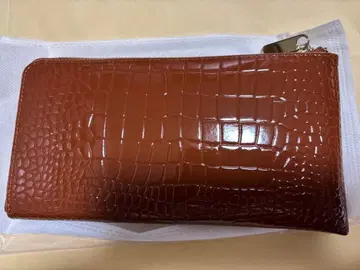 새상품 소가죽 악어 엠보싱 롱 지갑 장지갑 브라운