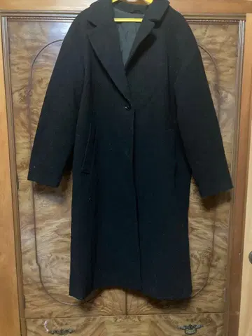 블랙 싱글 버튼 롱 코트