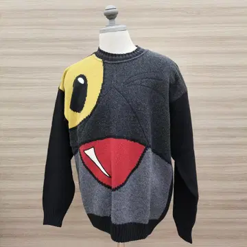 핑크 팬서 캐릭터 얼굴 니트 스웨터