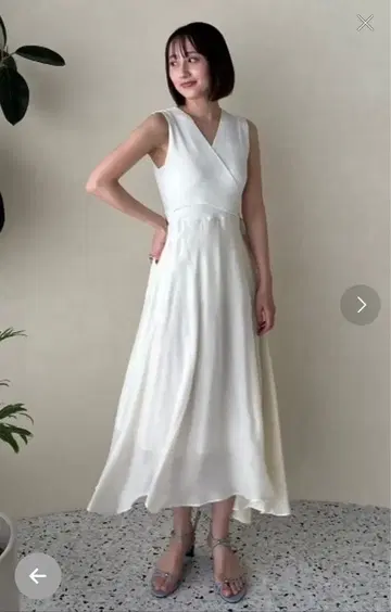 프레이 아이디 카슈쿨 니트 콤비 원피스 화이트 롱 드레스