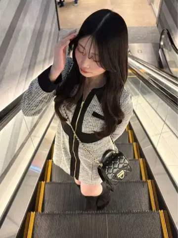 한정판 가격 인하 LIP SERVICE 프론트 ZIP 트위드 원피스 블랙