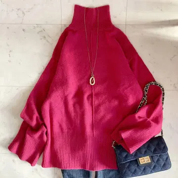 새상품급 미라 오웬 백 슬릿 울 캐시미어 니트 핑크