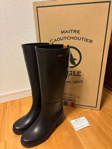AIGLE 블랙 롱 레인부츠