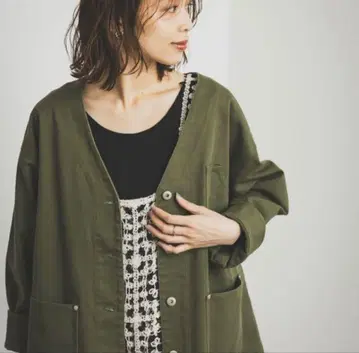 스튜디오 클립 V넥 데님 커버올 새상품 카키