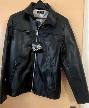 싱글 라이더 자켓 인조 가죽 L 블랙