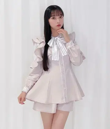 Honey Cinnamon 보타이 로고 리본 셋업 핑크