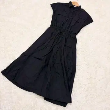 OPAQUE.CLIP 롱 원피스 블랙 반팔 내추럴 깔끔한