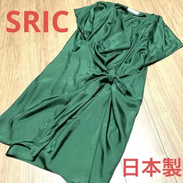 SRIC 리본 랩 드레이프 원피스 일본제 그린 38호 L