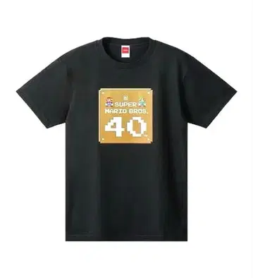 닌텐도 슈퍼 마리오 브라더스 40주년 티셔츠 L 블랙