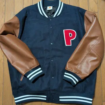 파라파 더 래퍼 사가 자수 바시티 자켓 네이비