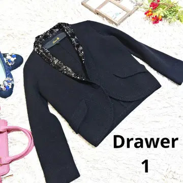 캐시미어 Drawer 가디건 ( S ) 블랙/스팽글