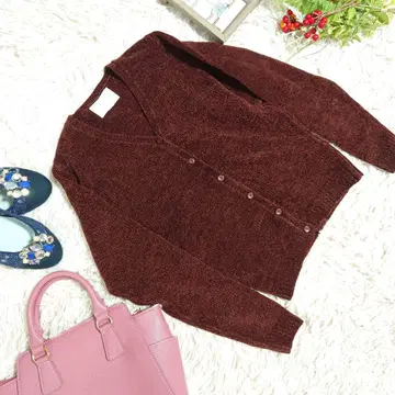 새상품급 일본제 NATURAL BEAUTY 가디건 ( M ) 우드레드