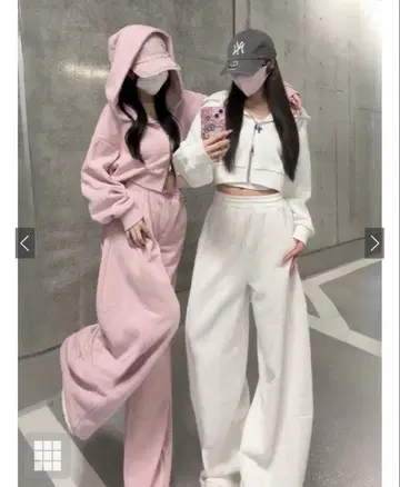 캐주얼 셋업 핑크 화이트