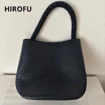 HIROFU 히로후 가죽 가방 토트 뜨개질 핸들 네이비