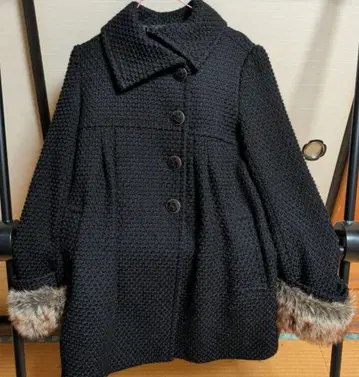 axes femme 블랙 퍼 롱 코트