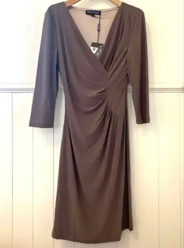 MimiGranT 브라운 긴팔 랩 스타일 원피스