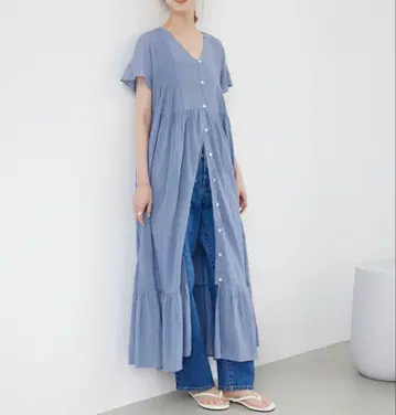 새상품급 SLOBE IENA 로프 이에나 블루 셔츠 반팔 원피스