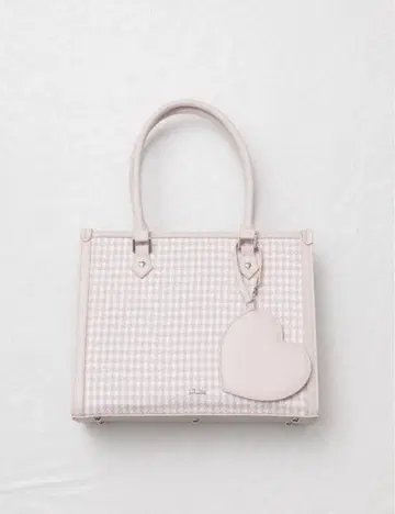 [미사용 새상품] pium 패스케이스 포함 스퀘어 파이핑 토트 핑크