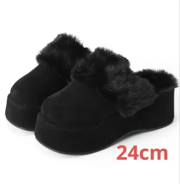 GRL 24cm 무스탕 슬립온 통굽 퍼 사보 샌들