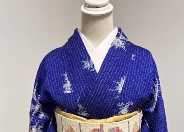 청색 버들 짜임 코몬 기모노
