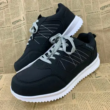 새상품 여성용 24.5cm 경량 통굽 레트로 스니커즈 블랙 3361