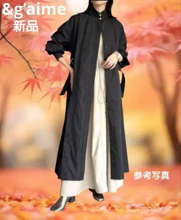 앙제므 &g'aime 스탠드 카라 롱 나일론 코트