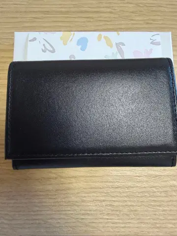 황궁 블랙 명함지갑 국화 문양 천연 가죽