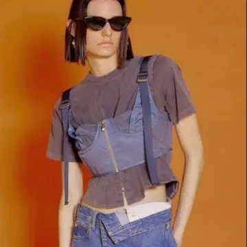 MAISON SPECIAL 튤 나일론 뷔스티에 네이비