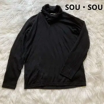 SOU SOU 깃머플러 지반 블랙 울 티셔츠 일본제