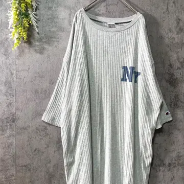 챔피온 반팔 원피스 BIGT셔츠 리브 티셔츠 로고 와펜 M