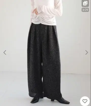 슬랙스 팬츠 썸머 트위드 턱 팬츠 블랙 LIAN