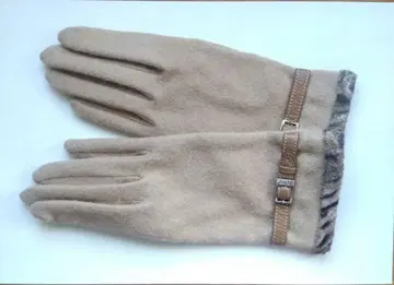 ELLE 가죽 벨트 장갑 베이지 애니멀 무늬