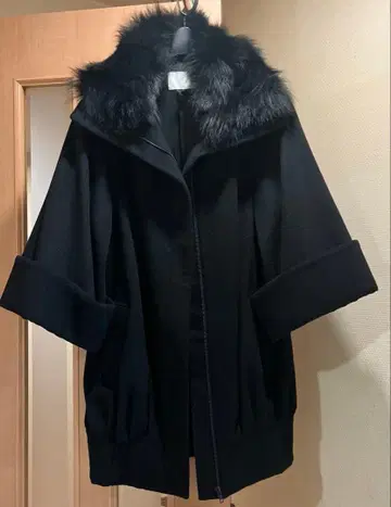 플레어 소매 코쿤 코트 르쉘블루