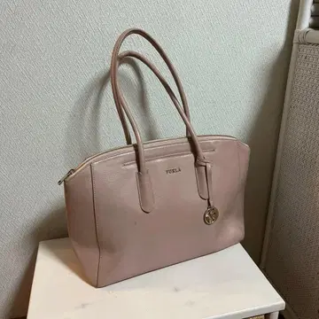 FURLA 핑크 베이지 가죽 토트백