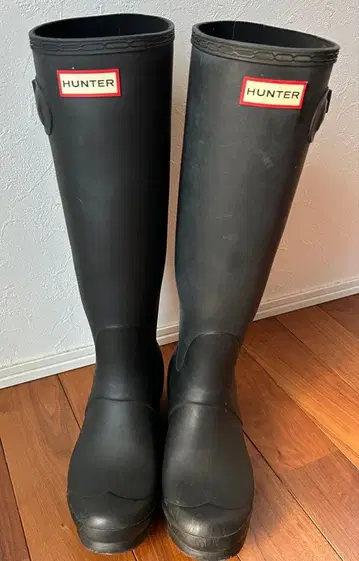 HUNTER 블랙 레인부츠 UK 6