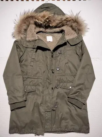 로리즈팜 퍼 달린 올리브 모즈 코트 보아 라이너 포함