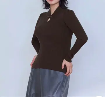 차이나 패널 니트 초콜릿 긴팔 overE 오버이 96 니트