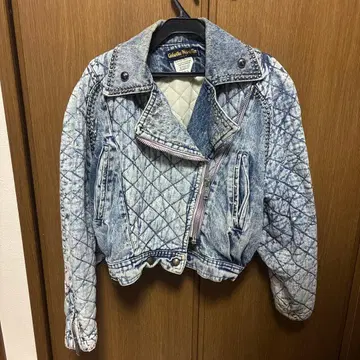 빈티지 프랑스 구제 의류 라이더 데님 자켓