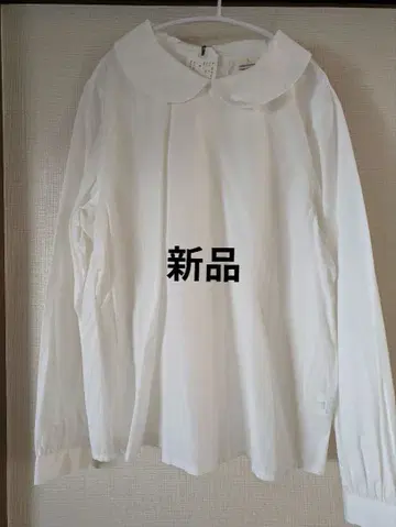 뷔르데사봉 둥근 카라 블라우스 긴팔 화이트