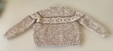 네팔제 빈티지 손뜨개질 울 스웨터 40년 전 기념품 니트