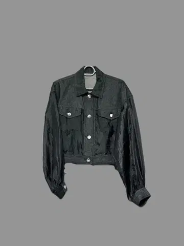 HARE 블랙 크롭 데님 자켓 여성용