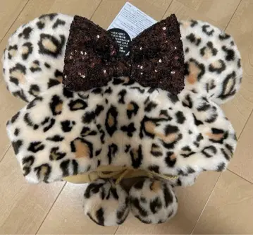 레오파드 무늬 팬캡 스팽글 리본 포함