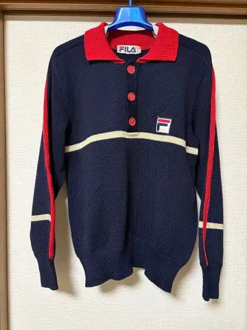FILA 네이비/레드 피케 셔츠 사이즈 USA38