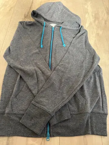 그레이 풀 집업 후드티 스컬 자수