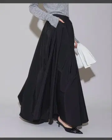 [ yae ] 플레어 스커트 38 블랙 여성용 맥시 길이