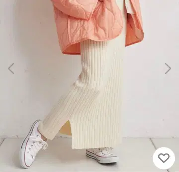 차오패닉 티피 와이드 리브 I라인 스커트 화이트 프리 사이즈