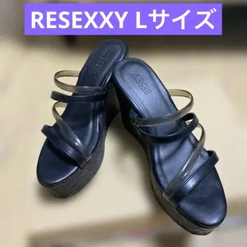 RESEXXY 클리어 콤비네이션 샌들 블랙 통굽 샌들 L 사이즈