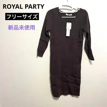 ROYAL PARTY 브라운 리브 니트 원피스 미사용 새상품 프리 사이즈