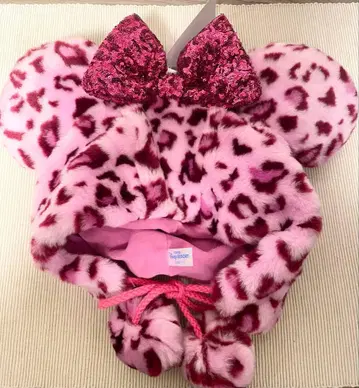디즈니 팬캡 미니 레오파드 무늬 호랑이 무늬 핑크